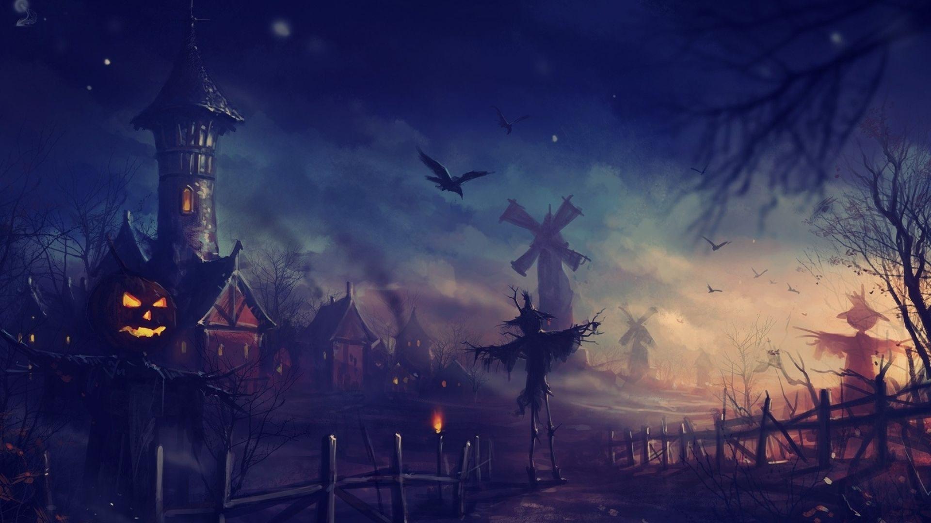 1920x1080 Halloween Evening Wallpaper Desktop Background