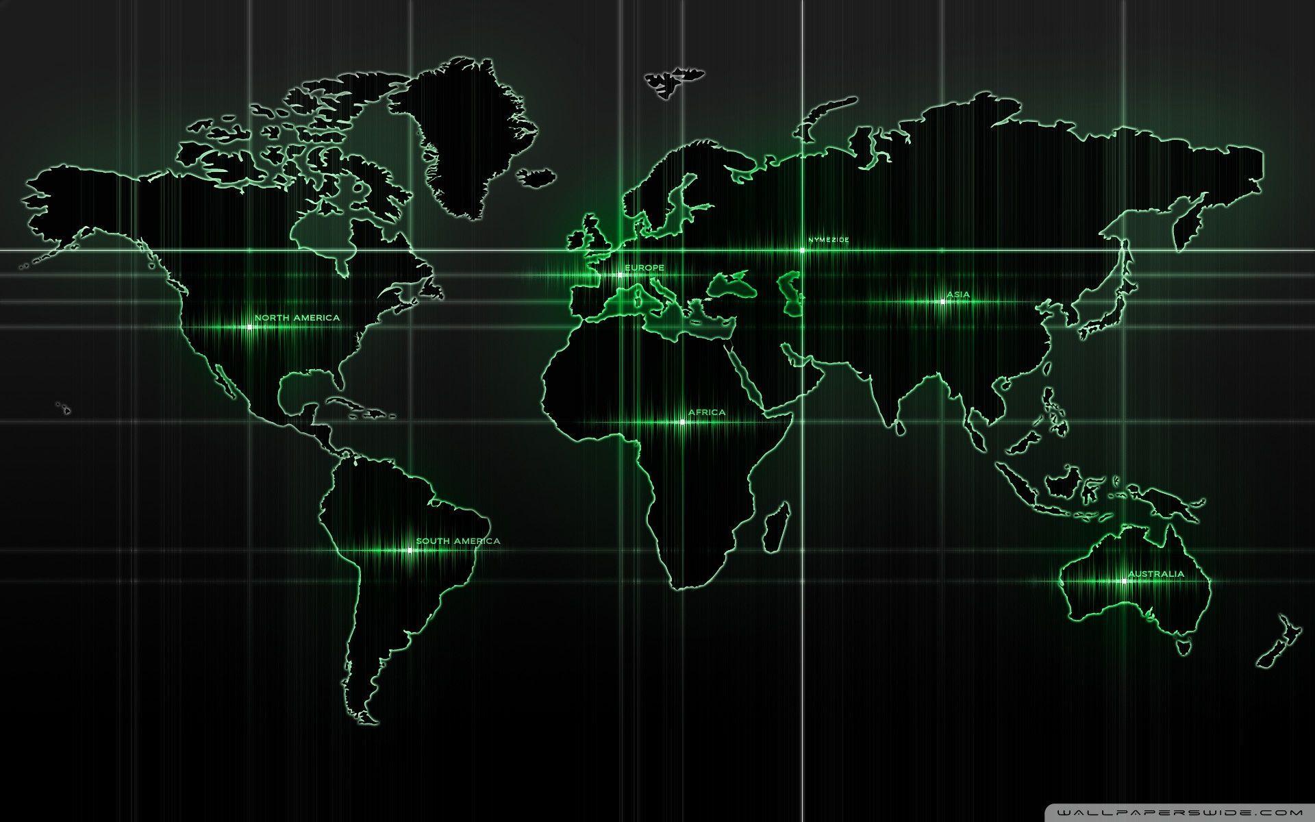 1920x1200 Green World Map Wallpaper