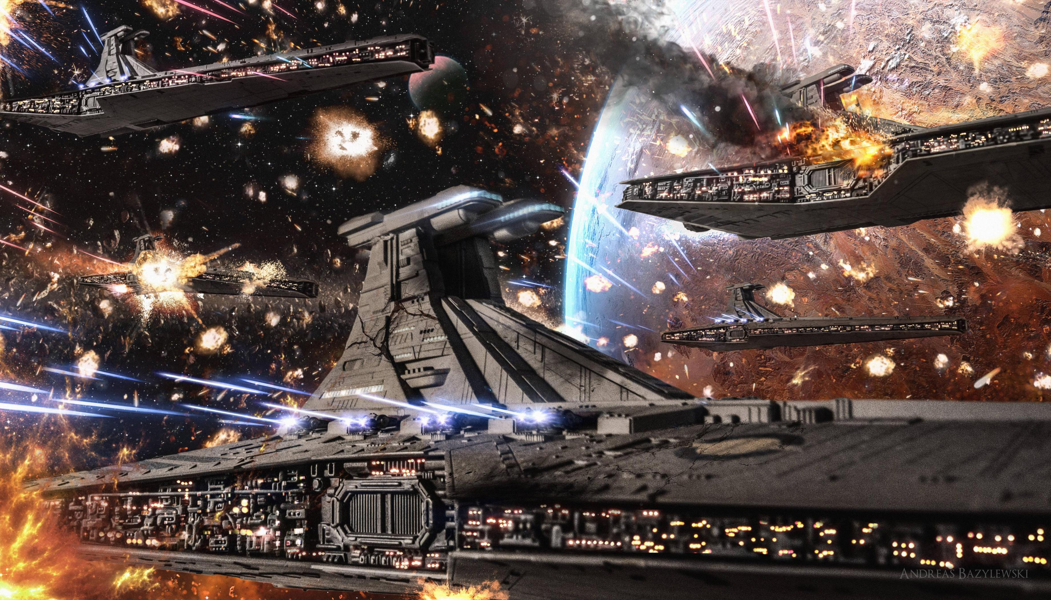 3686x2104 Star Wars Clone Wars: Republic Venator Fleet Wallpaper