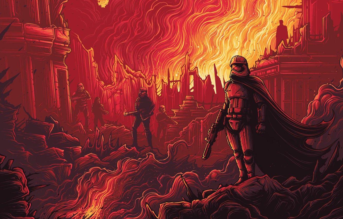 1332x850 Wallpaper weapons, fiction, fire, vector, art, the ruins
