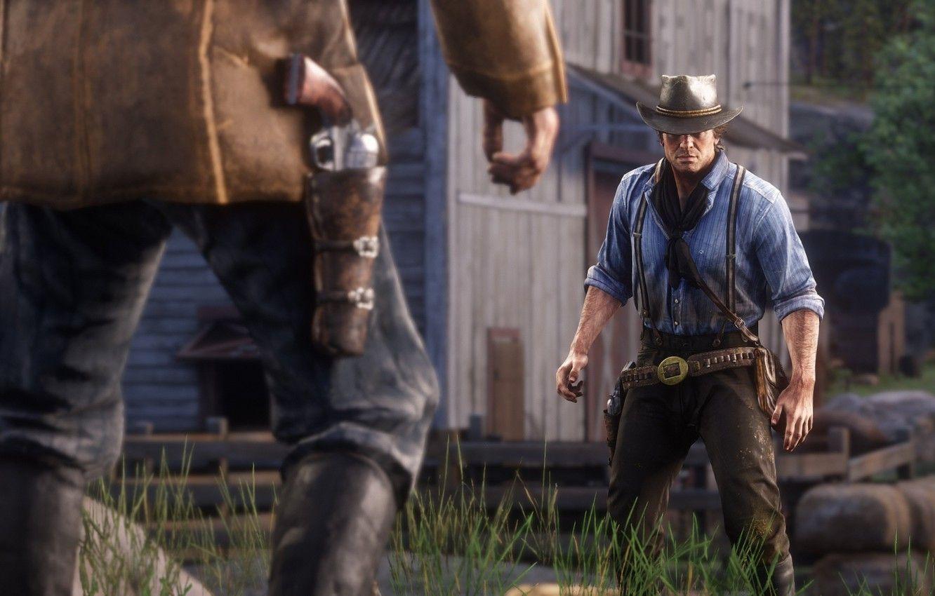 1332x850 Wallpaper hat, duel, weapons, Rockstar, Bandit, Red Dead