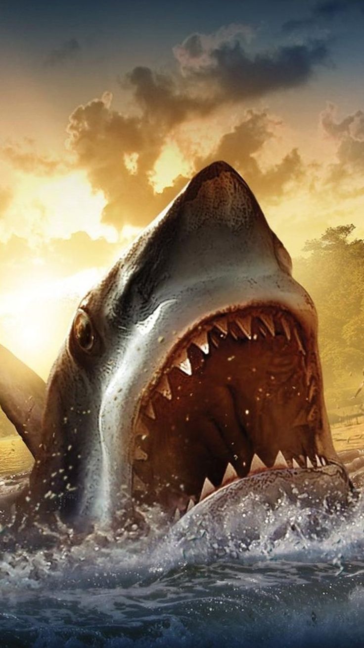 736x1308 Ocean Shark Sharp Mouth Painting iPhone