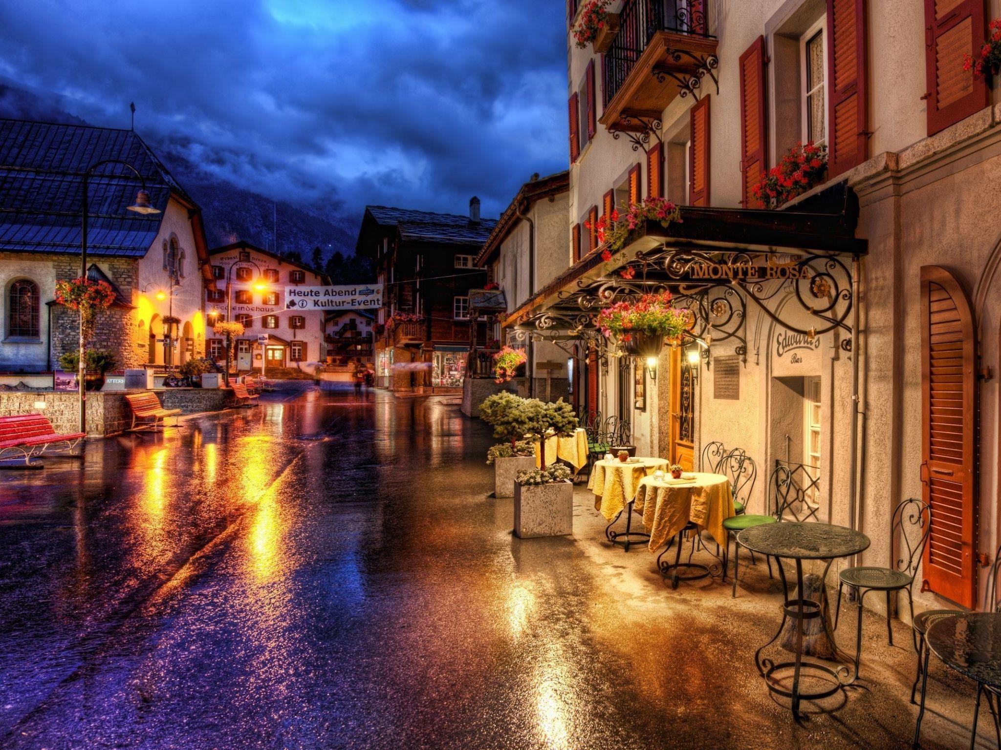 2048x1536 Salzburg, Zermatt, Cityscape, City, Rain Wallpaper for IPad