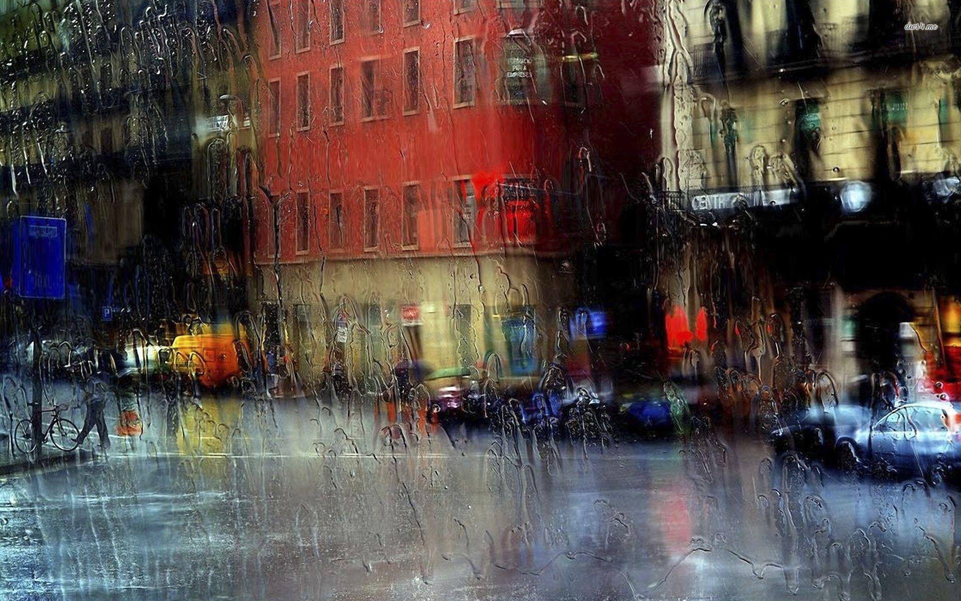 1920x1200 Rainy City Rain window wallpaper HD Wallpaper