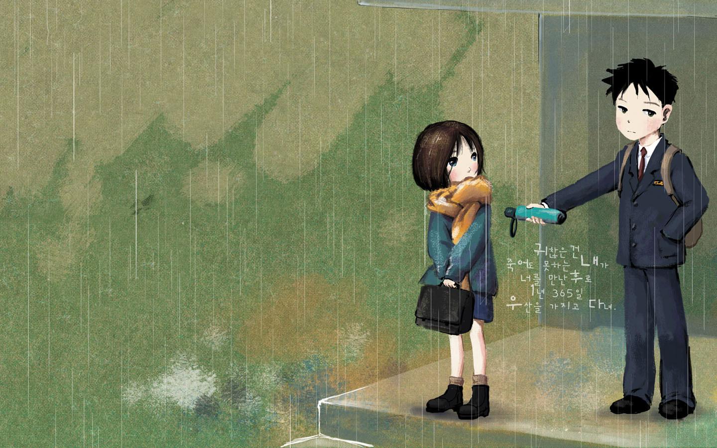 1440x900 Anime School Rainy Season Hình nền Hình nền