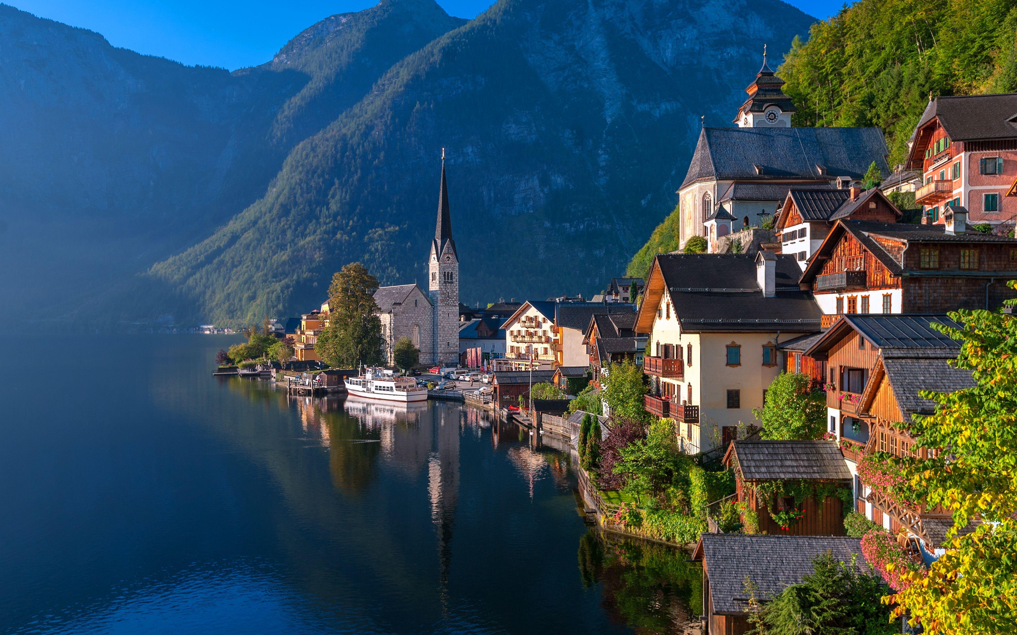 3840x2400 Tải xuống hình nền Hallstatt, 4k, mùa hè, hồ, núi