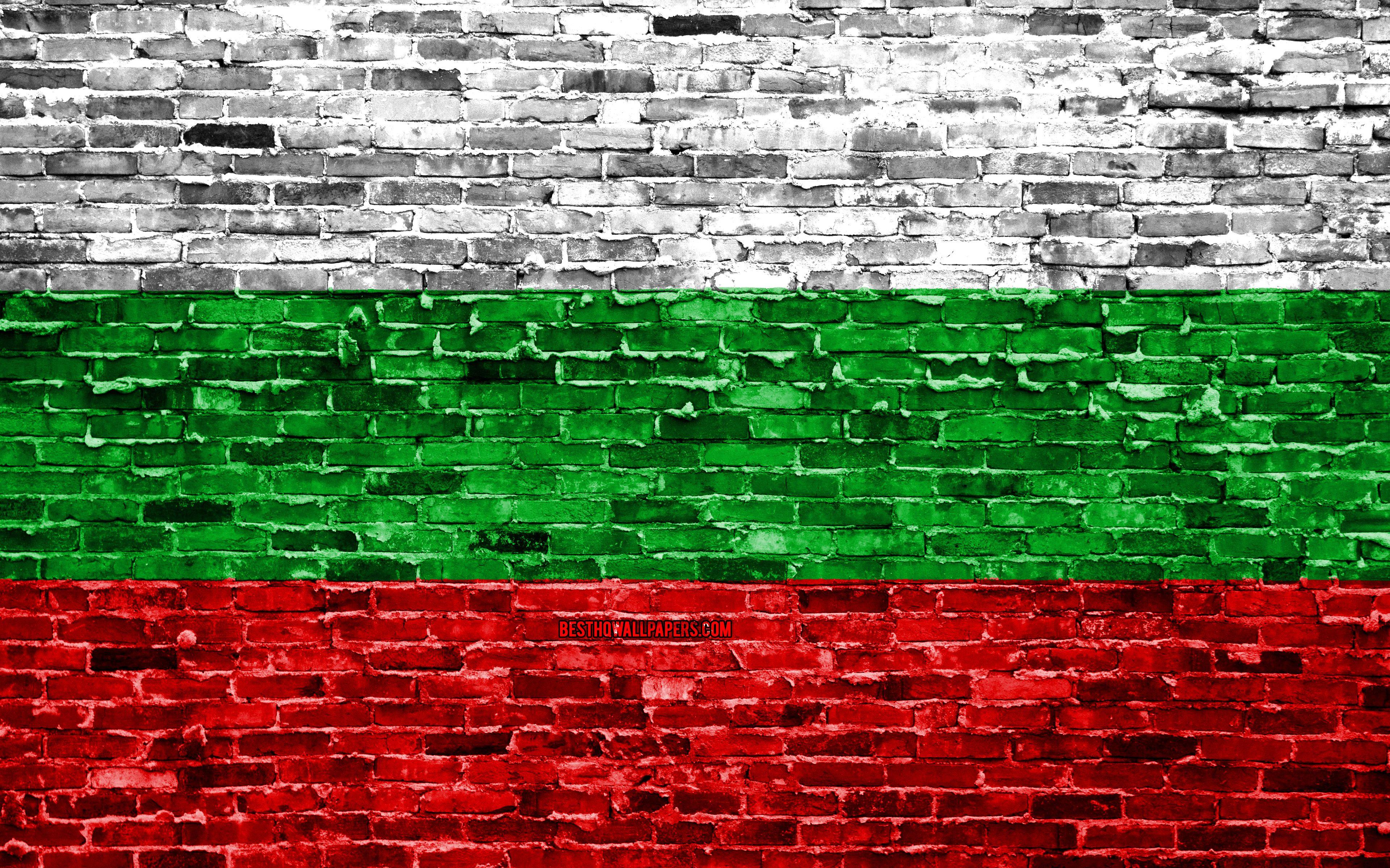 3840x2400 Tải xuống hình nền 4k, cờ Bulgaria, kết cấu gạch