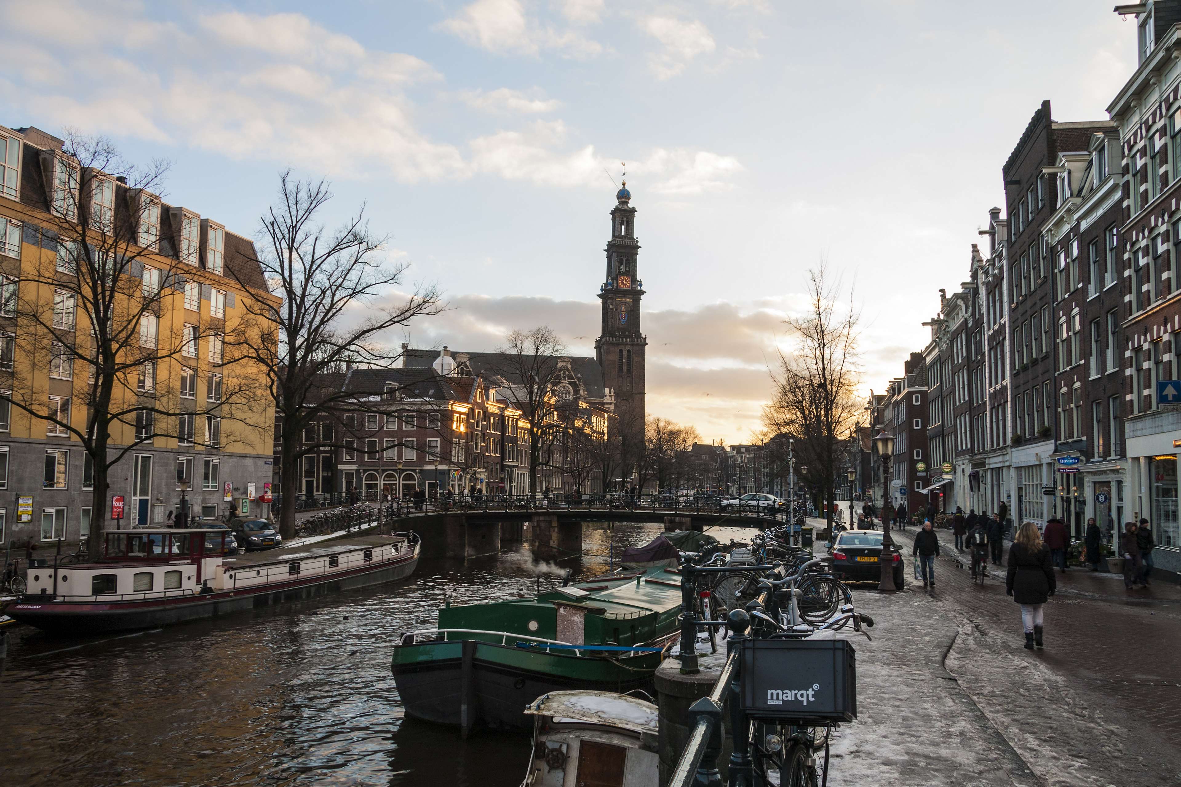 3840x2560 Amsterdam, kênh, nhà thờ, châu Âu, Hà Lan, sông