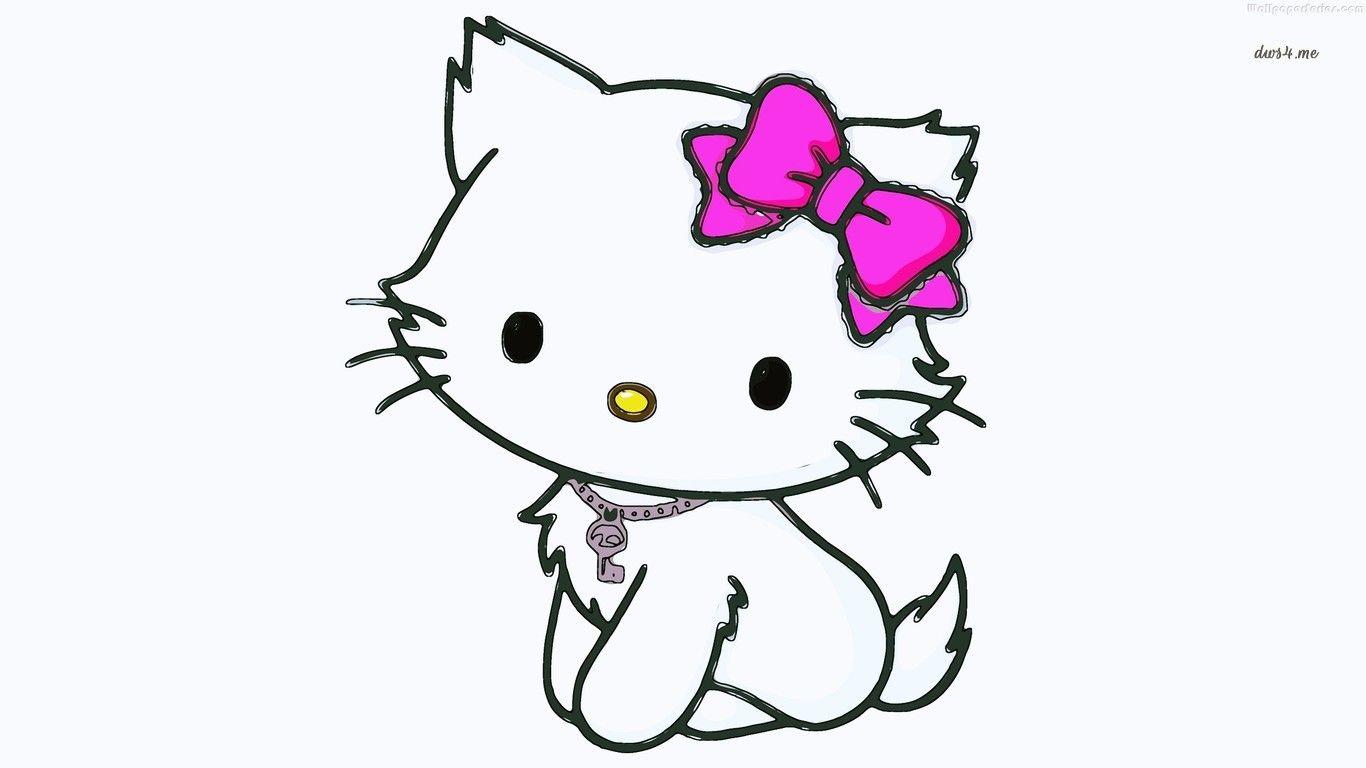 Hình nền vẽ Hello Kitty dễ thương 1366x768 - Hình nền hoạt hình
