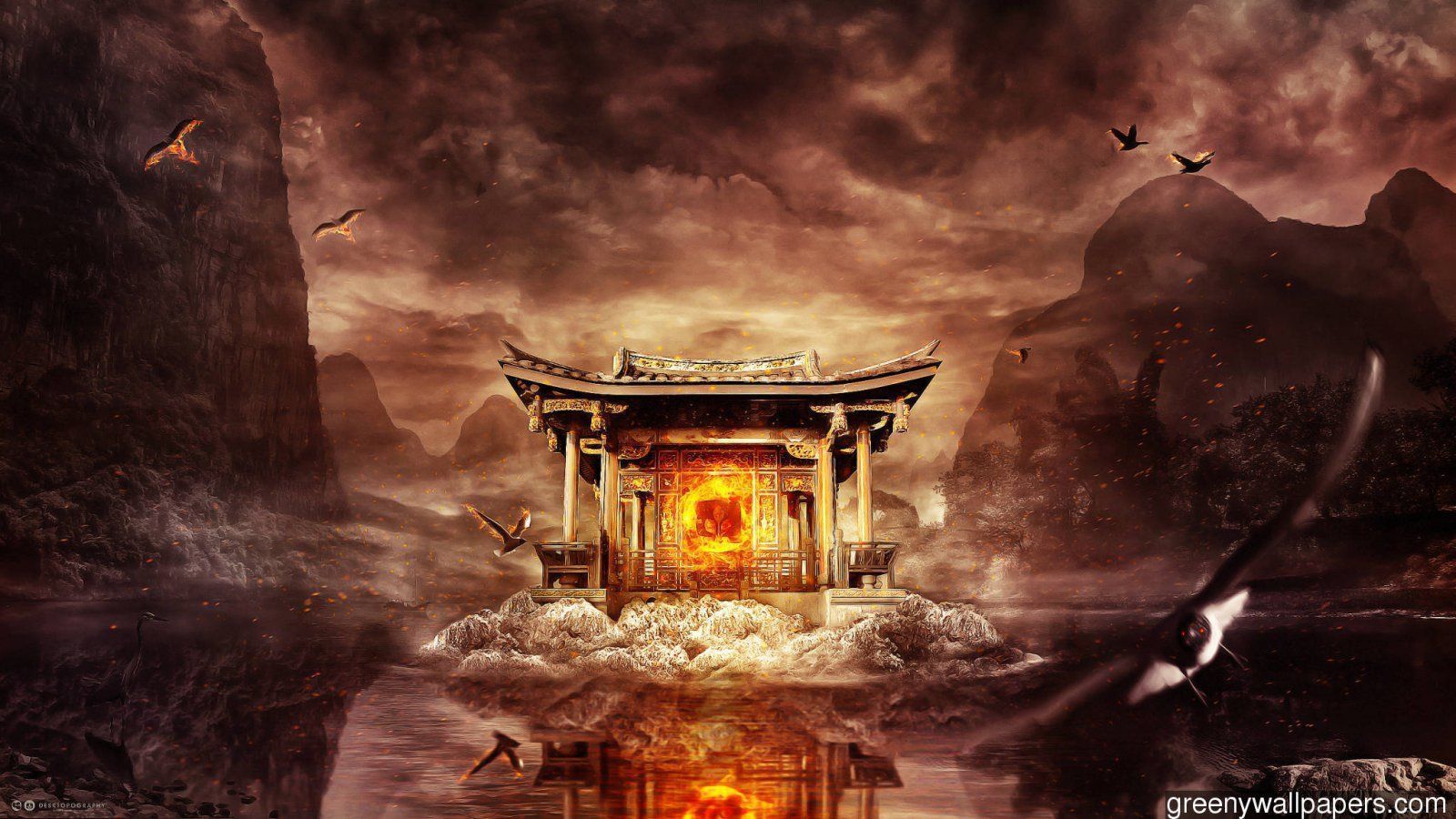 1600x900 208930 Fantasy Art Asian Temple
