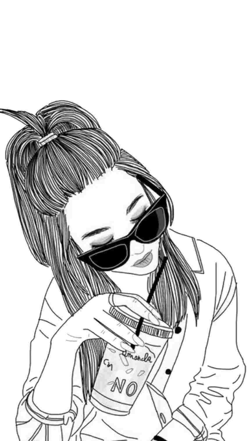 853x1517 Draw Tumblr Black And White Girl Drawing Wallpaper