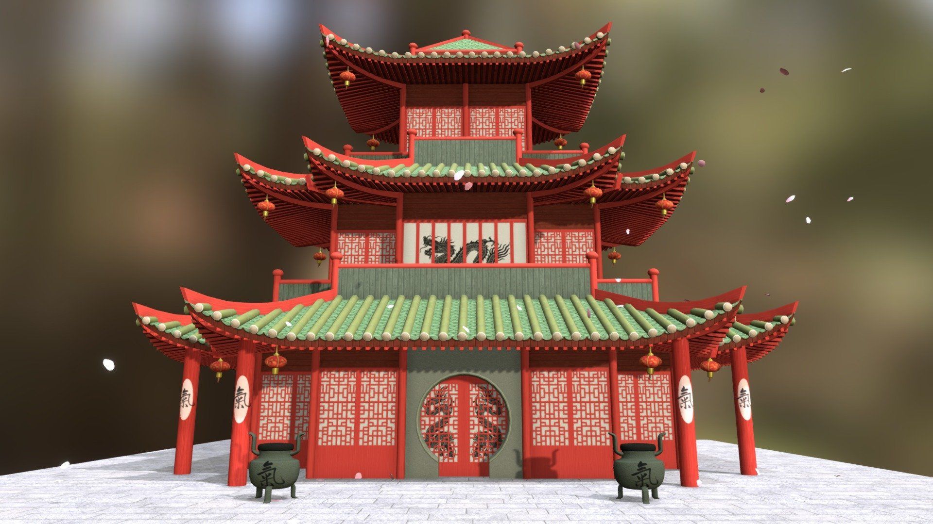 1920x1080 Asian Temple Free 3D model