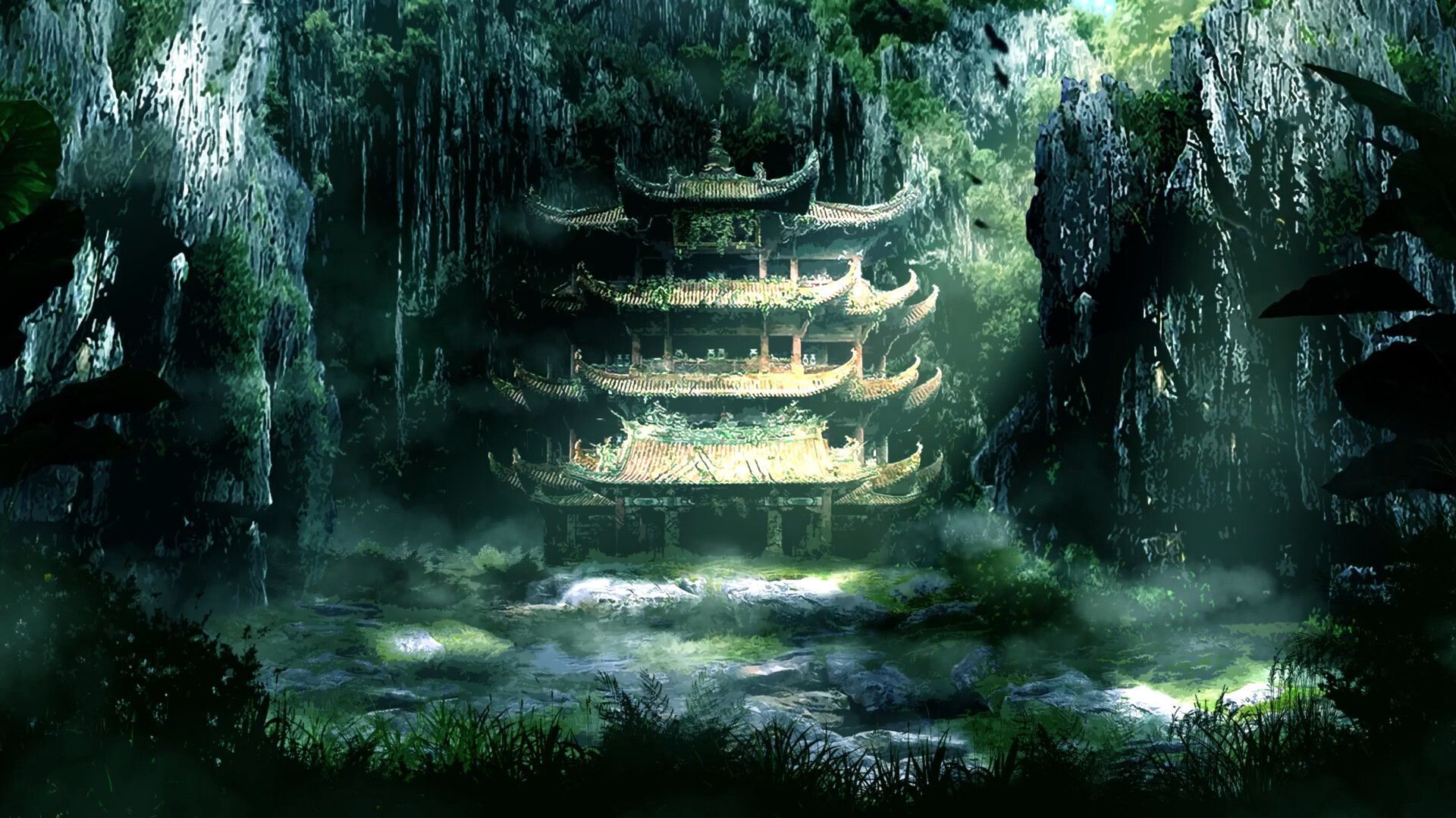 1920x1080 image of gates, temples and pagodas
