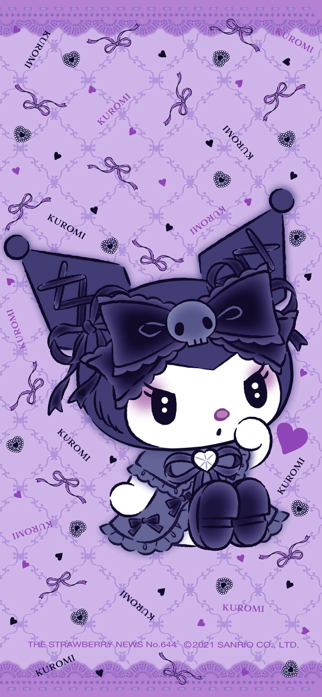 1125x2436 Kuromi Purple Wallpaper