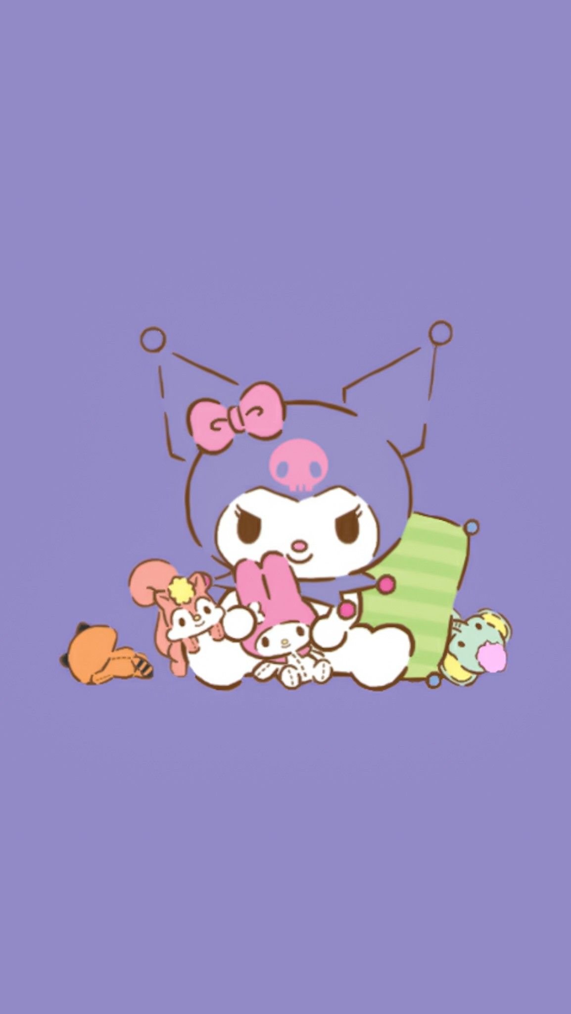 1154x2048 Kuromi Purple Wallpaper