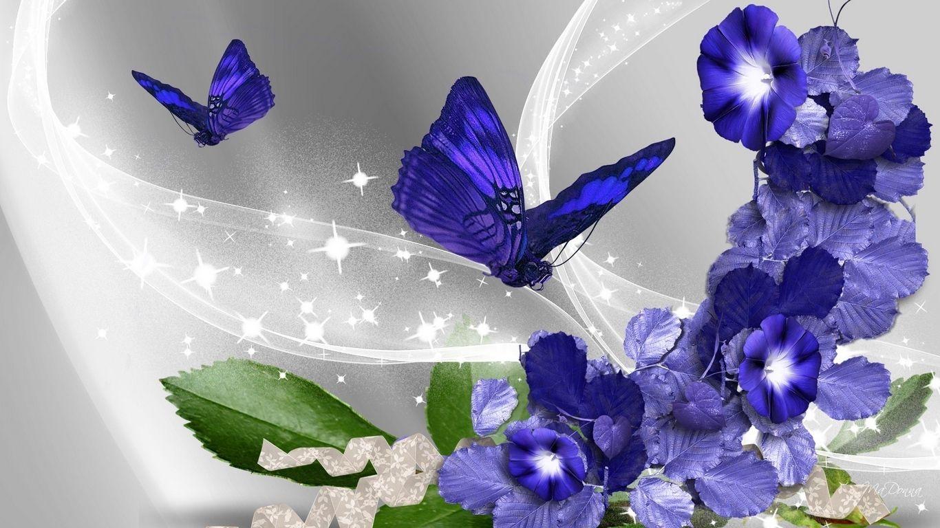 1366x768 Download wallpaper 1366x768 butterflies, flowers, flying
