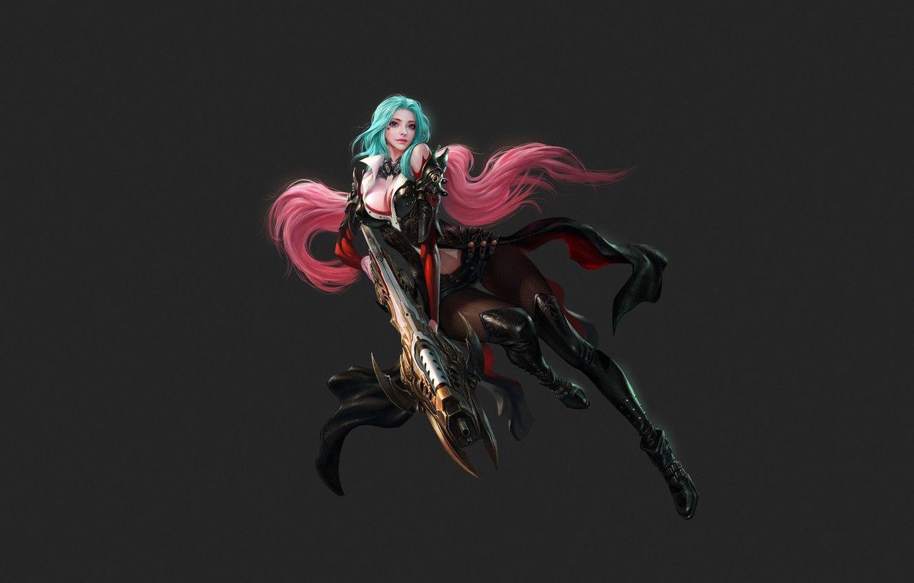 1332x850 Wallpaper Girl, Minimalism, Style, Girl, Background, Weapons
