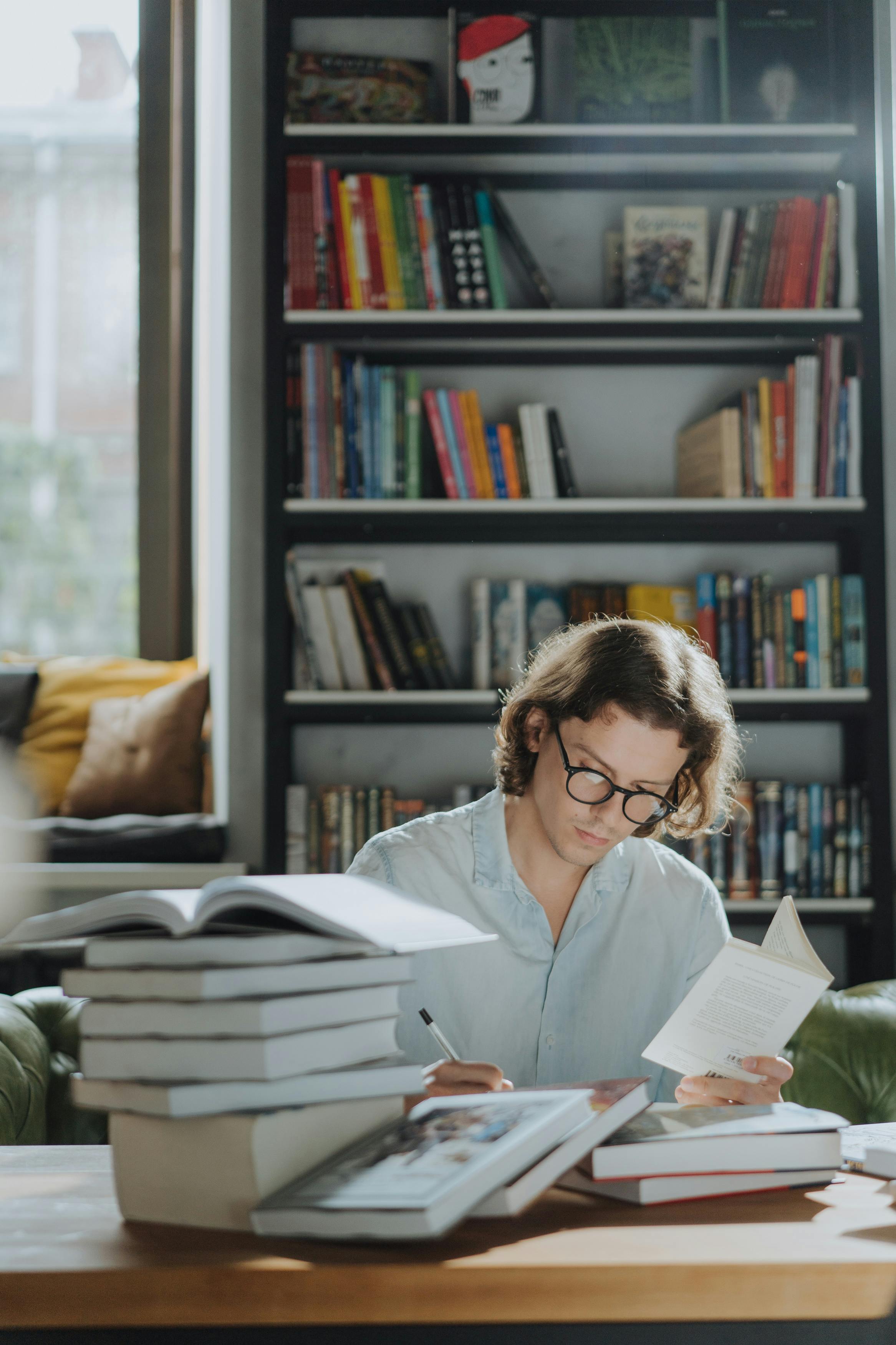 2333x3500 A Diligent Male Student Reading a Book