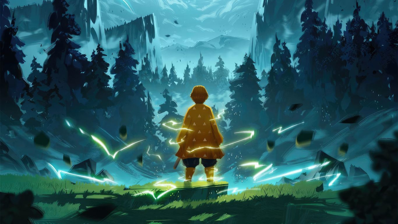 1366x768 Zenitsu Agatsuma Demon Slayer
