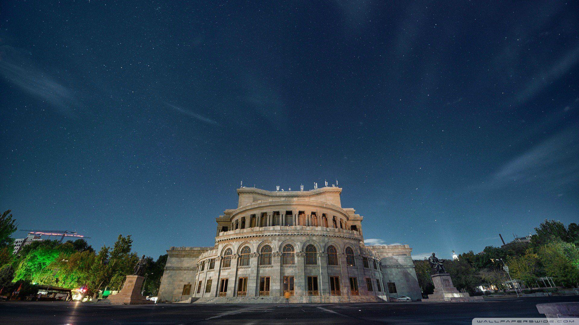 1920x1080 Night View of Beautiful Building in Armenia HD wallpaper