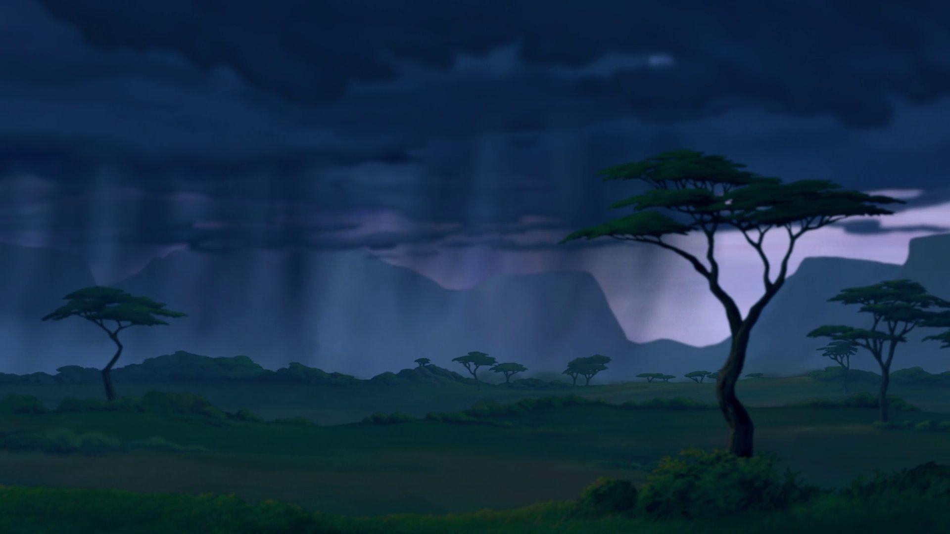 1920x1080 The Lion King Backdrops Dark Rain Landscape Africa Matte Painting