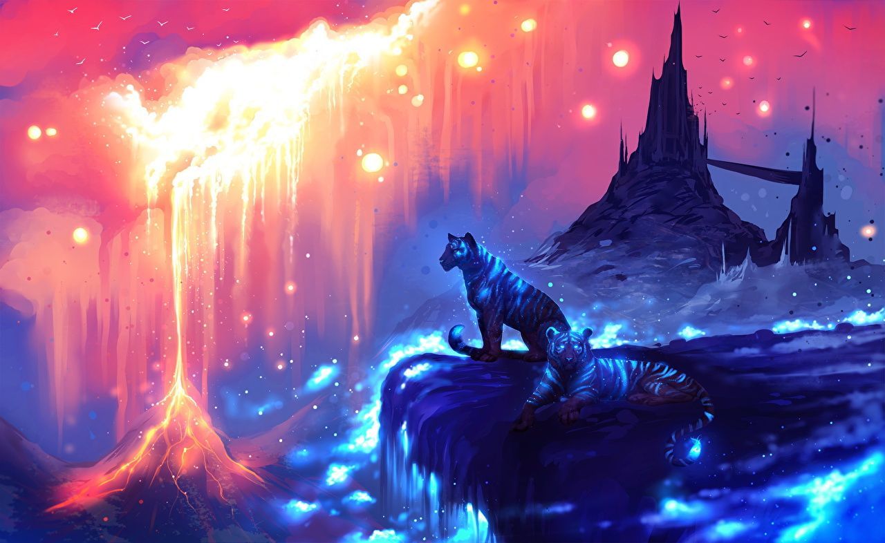 1280x786 Desktop Wallpaper Tigers Fantasy