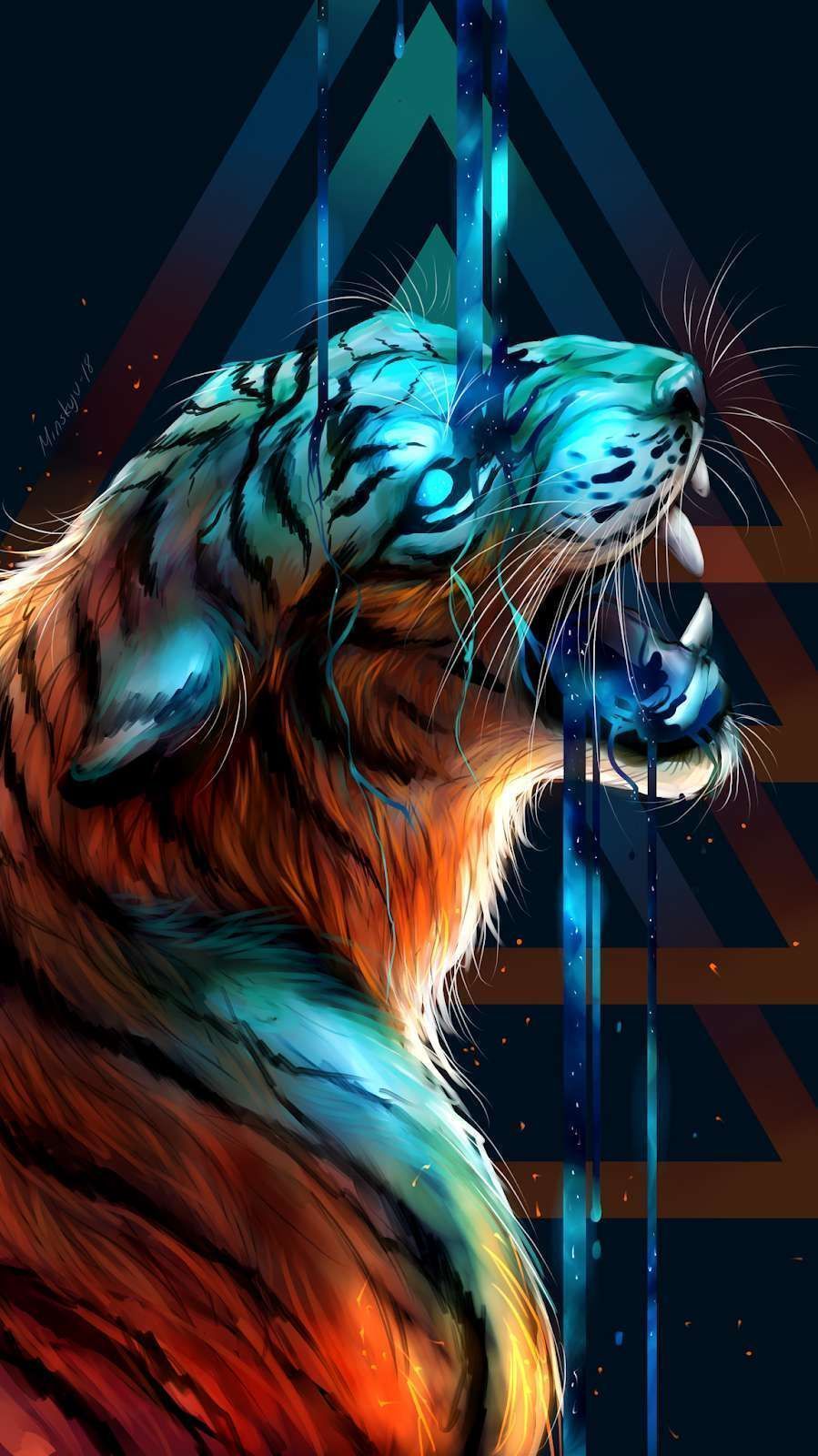 899x1600 Tiger Art Wallpaper