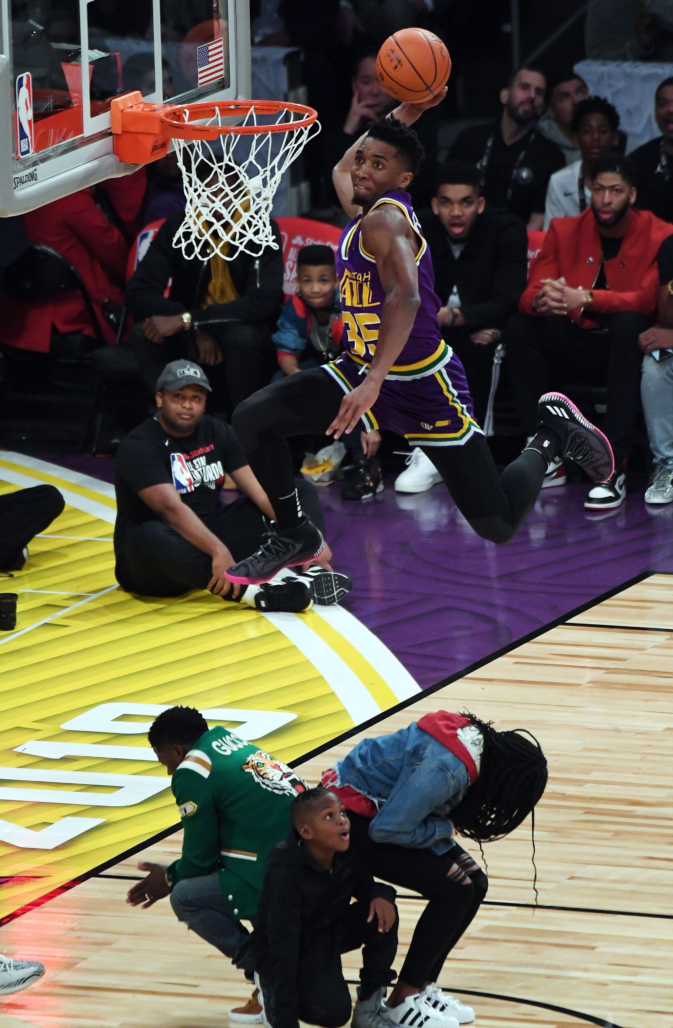 2328x3558 Donovan Mitchell Jumping Over His Sister, Kevin Hart