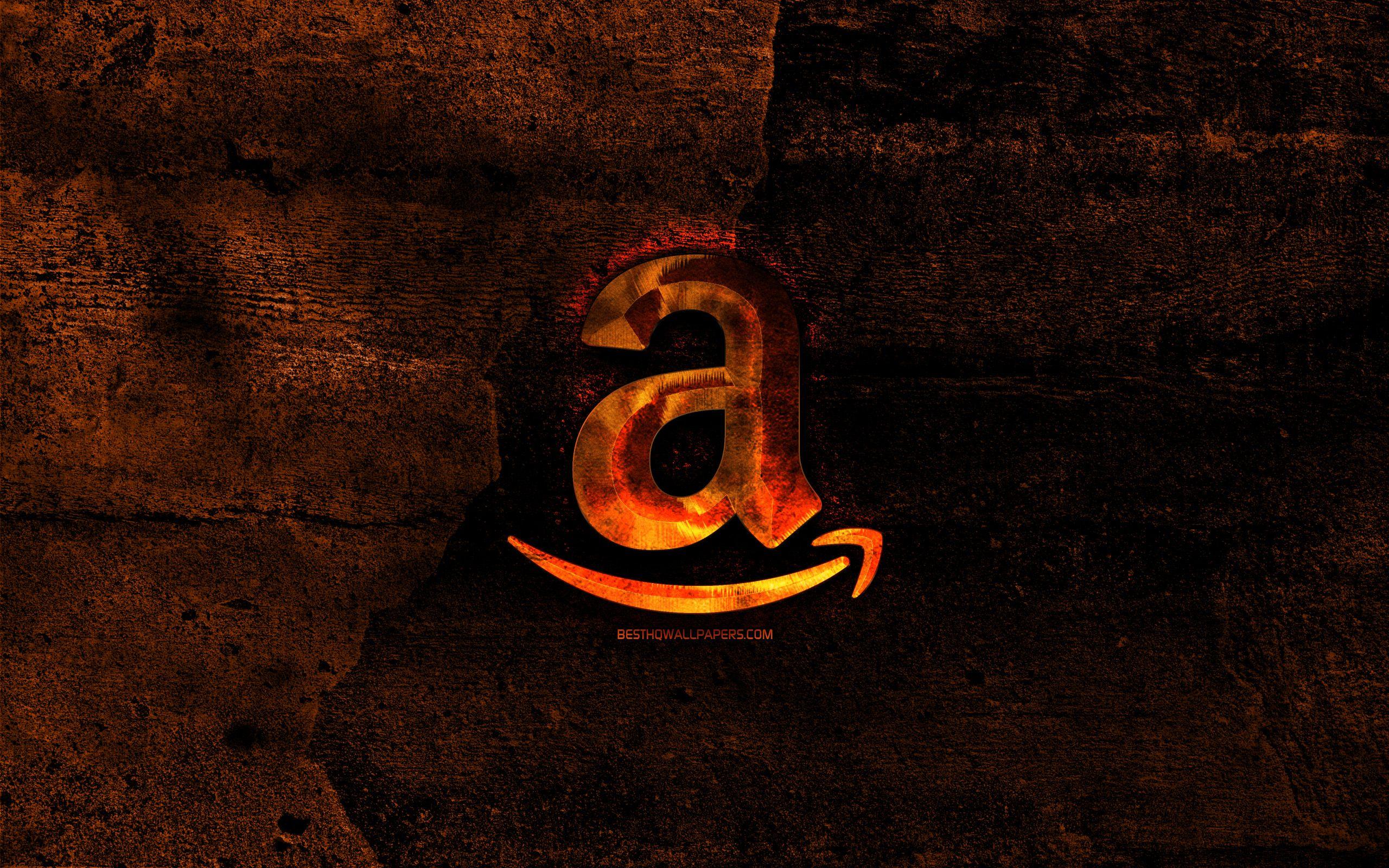 2560x1600 Tải xuống hình nền Logo rực lửa của Amazon, viên đá màu cam