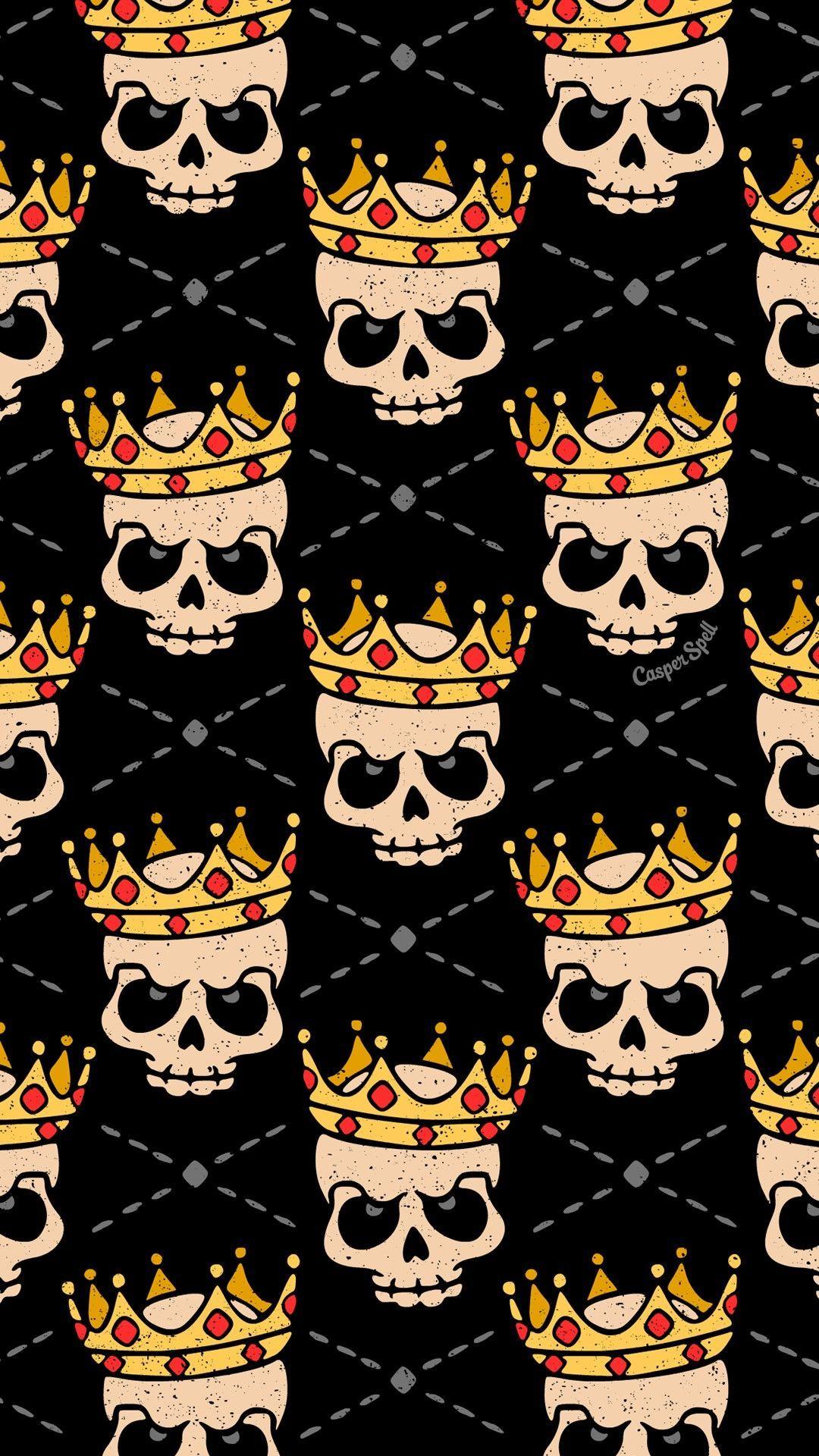 1080x1920 Skull Royal Royalty King Repeat Pattern Wallpaper