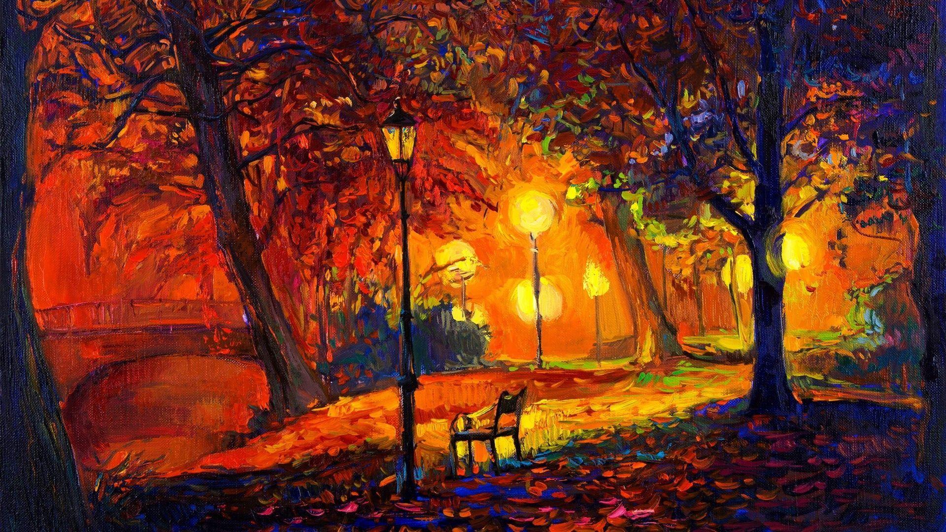 1920x1080 Autumn Paintings Desktop Wallpaper at