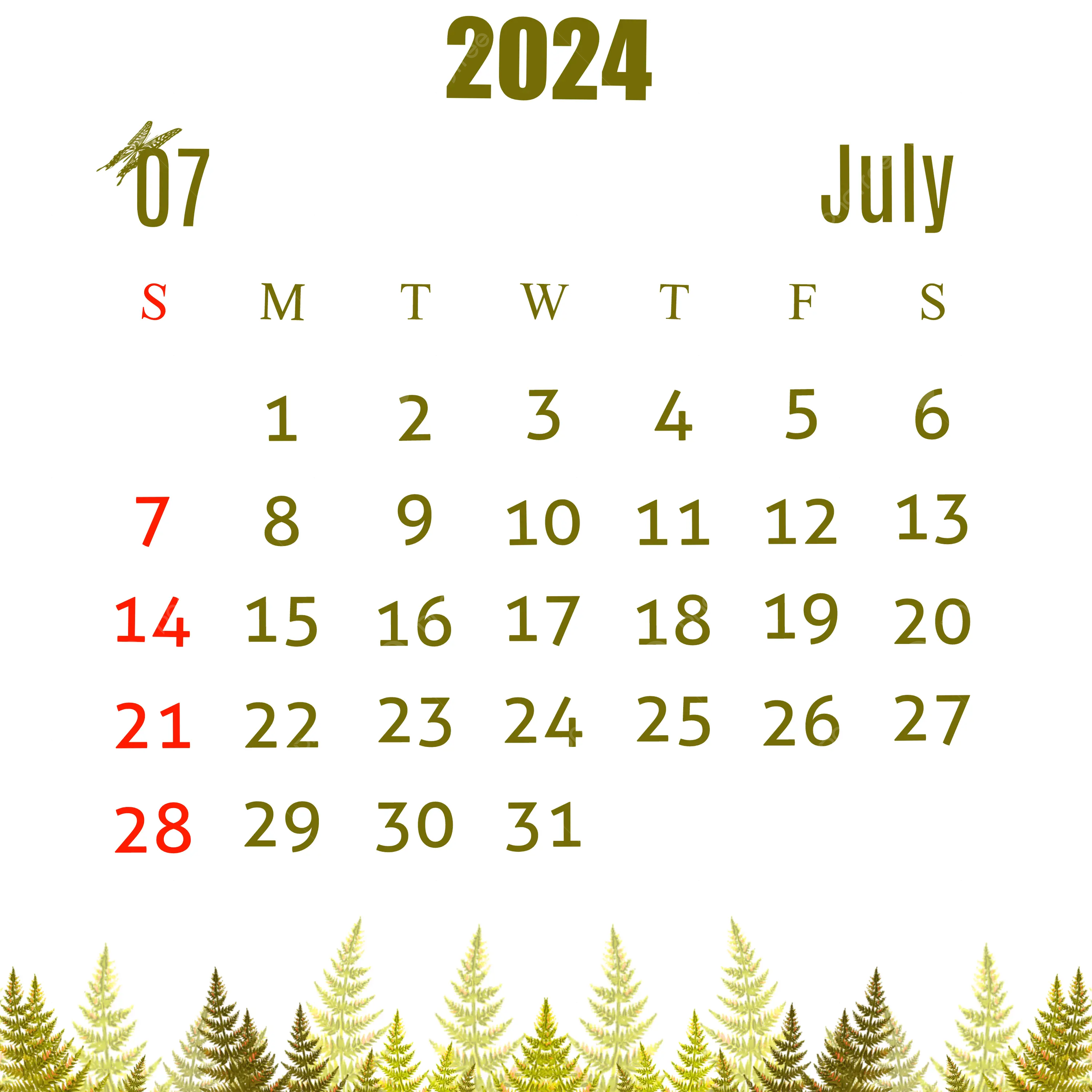 2500x2500 July 2024 Calendar Yellow Illustration