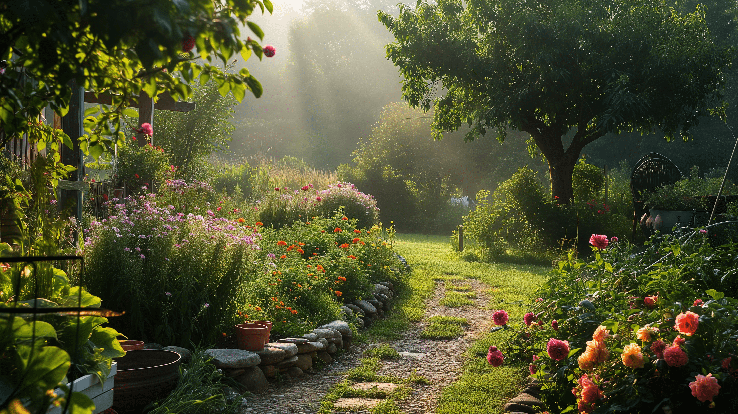 2912x1632 Enchanting Flower Garden Path HD