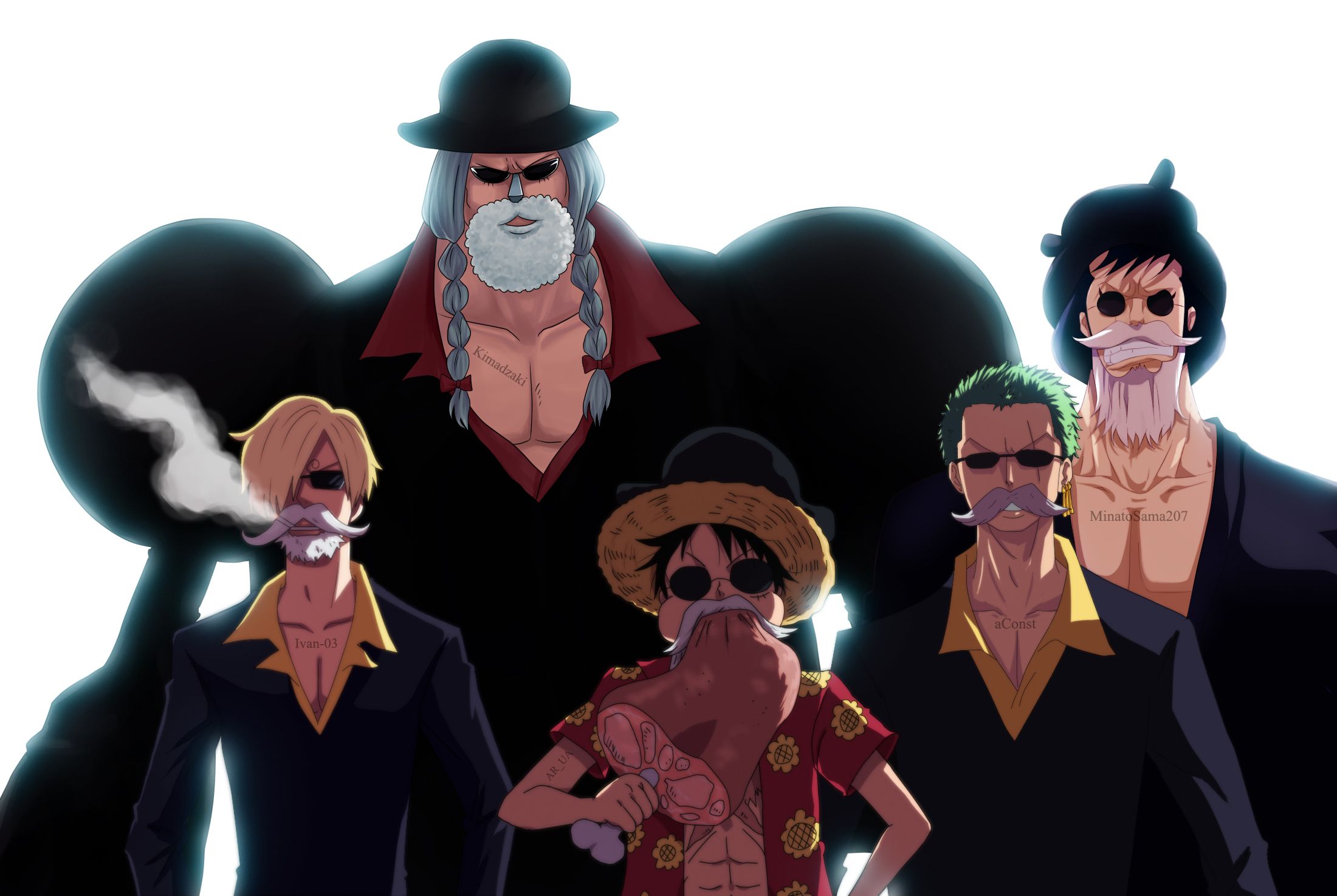 2200x1476 Roronoa Zoro Monkey D. Luffy Kin'emon