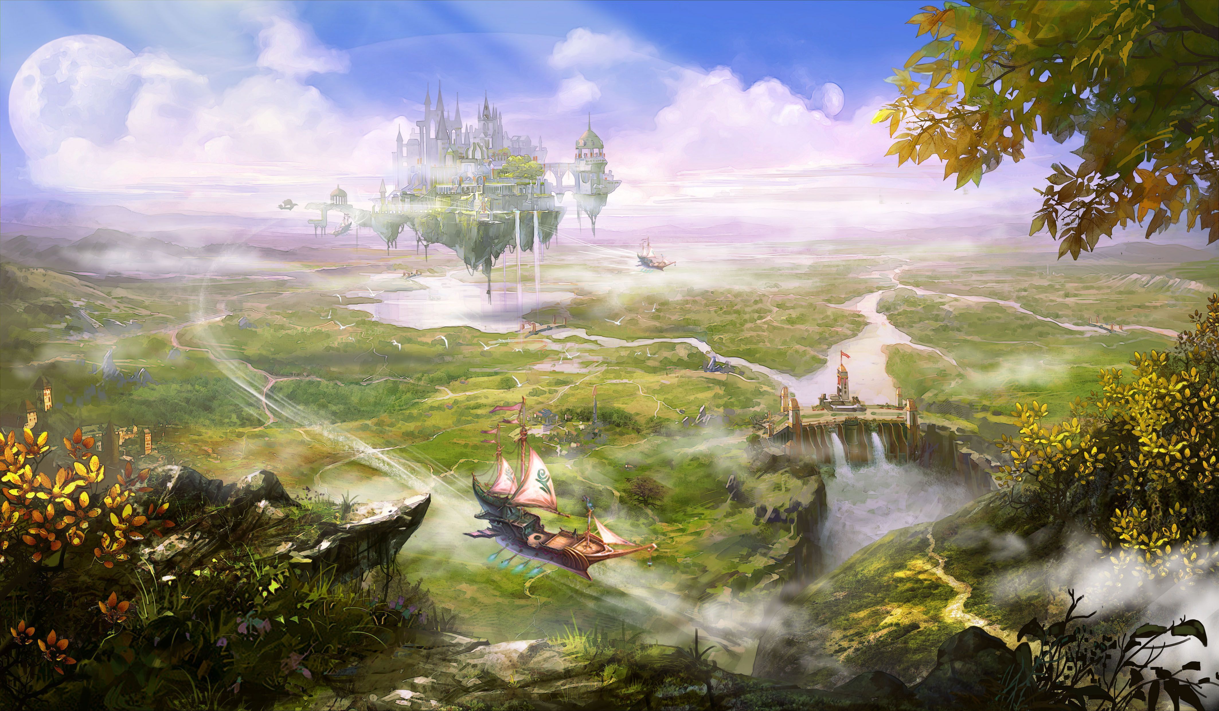 4252x2480 Fantasy Landscape: Dreamworld Vista 4K