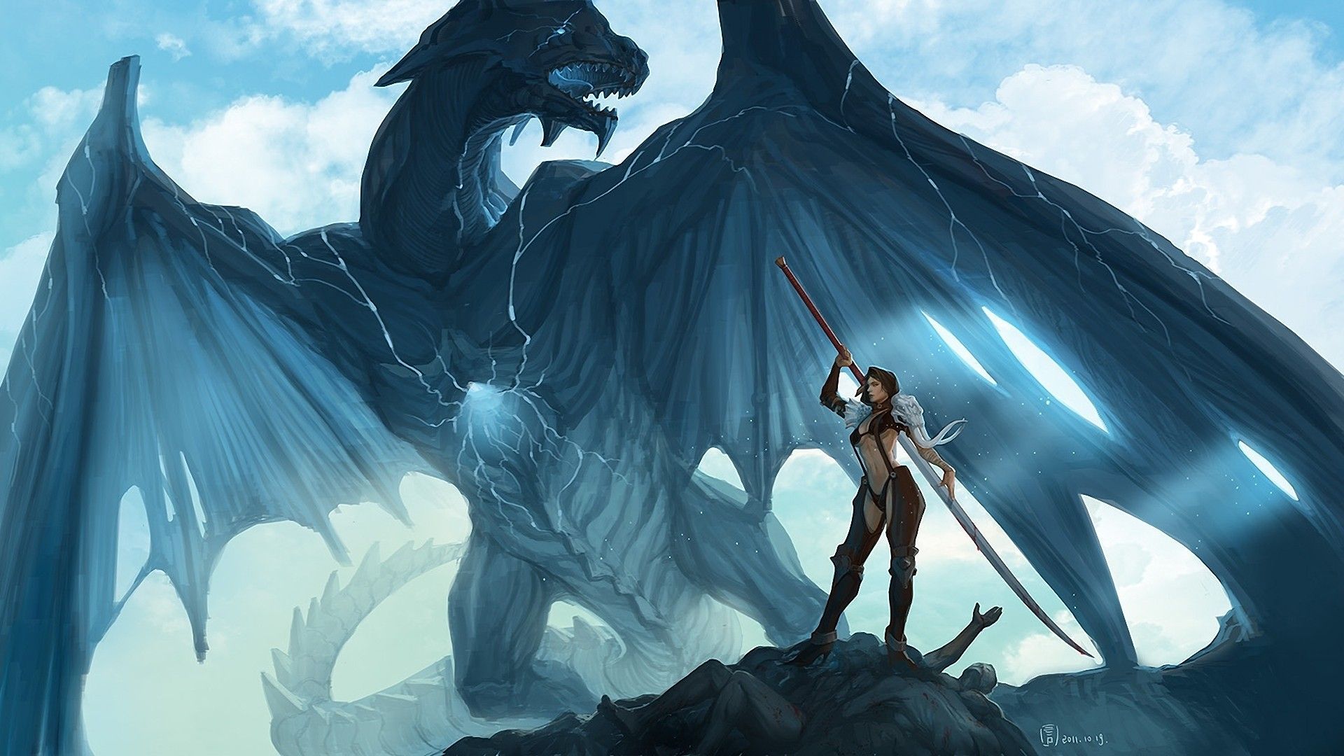 1920x1080 Epic Fantasy Warrior and Wyvern HD