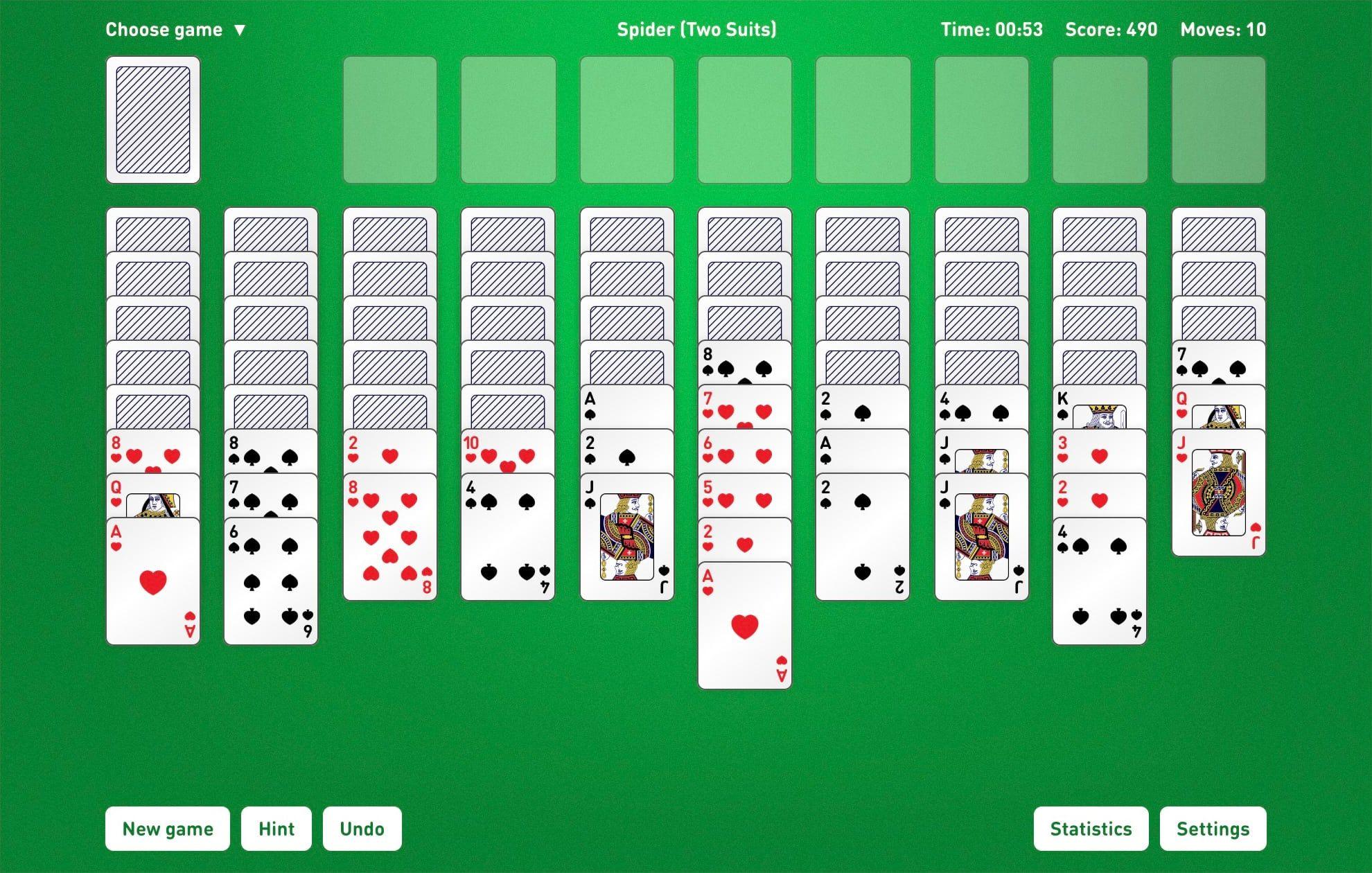 2 suit spider solitaire free