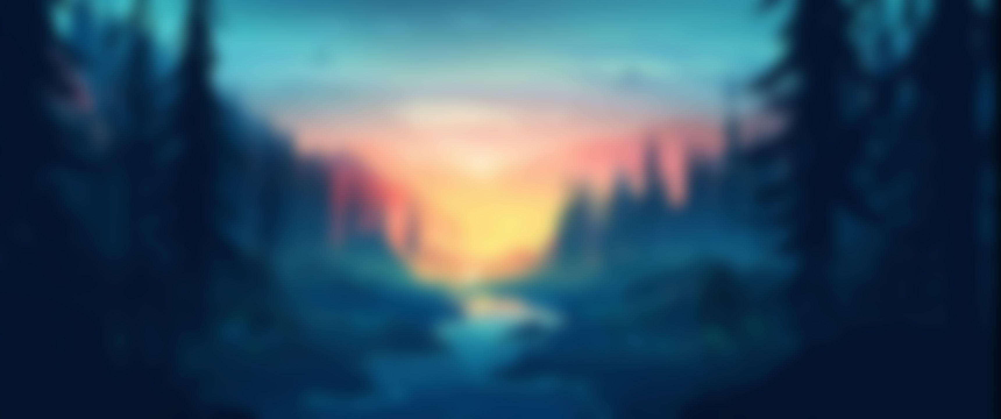 3440x1440 Dreamy Forest Blur Wallpaper Ultrawide - Blur Forest Free