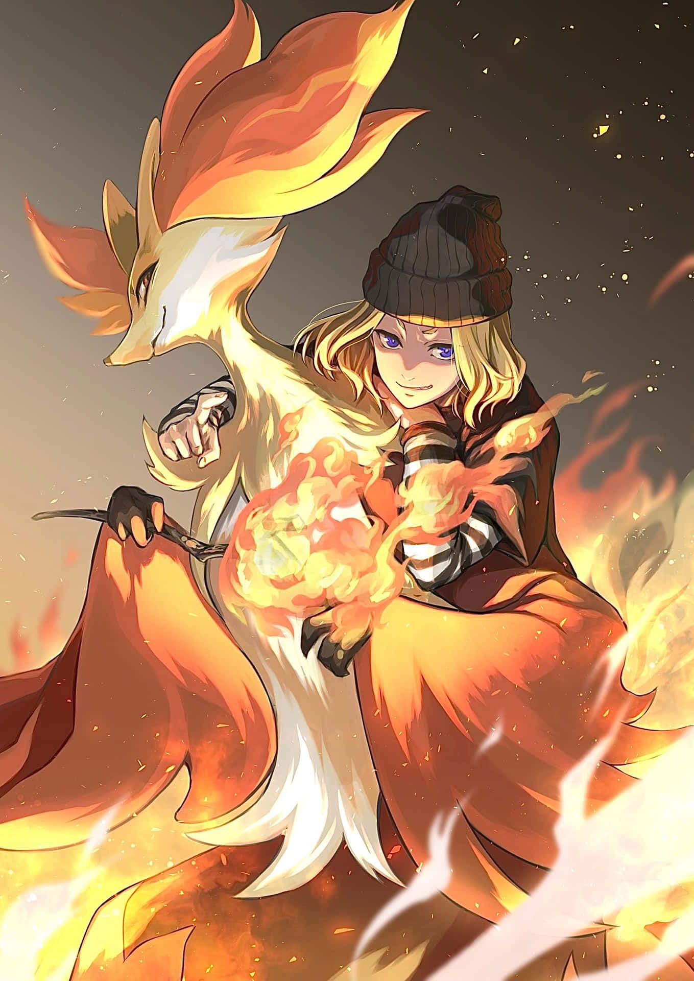 1359x1920 Mystical Fire Mage Delphox Wallpaper