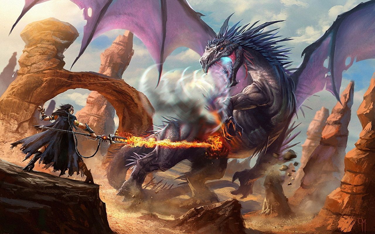 1280x800 Photo Magic Dragons Mage Staff warrior