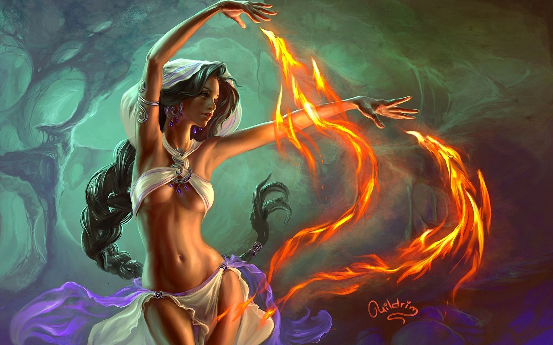 1920x1200 Beautiful Flame Magic Dancer Wallpaper