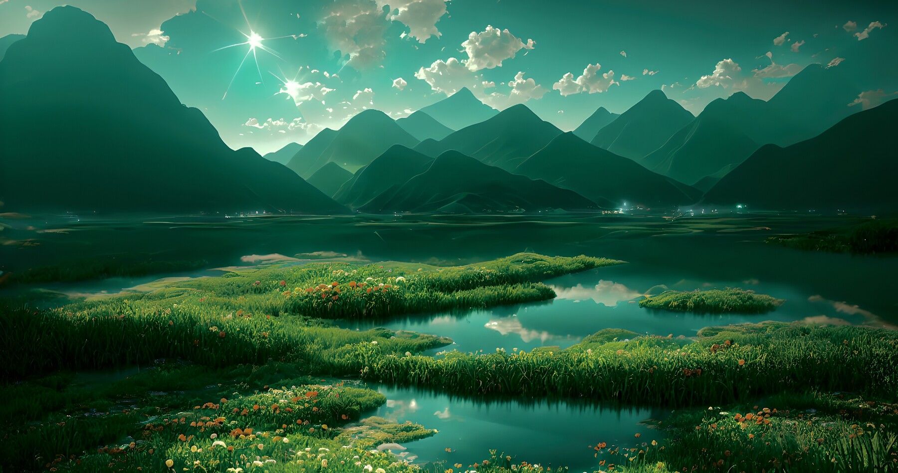 1800x949 Green scenery wallpaper