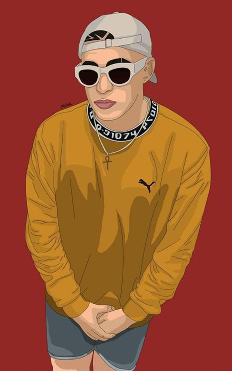 Bad Bunny Aesthetic Is Wearing Black Tshirt With Colorful Words Background  HD Music Wallpapers  HD Wallpapers  ID 39071