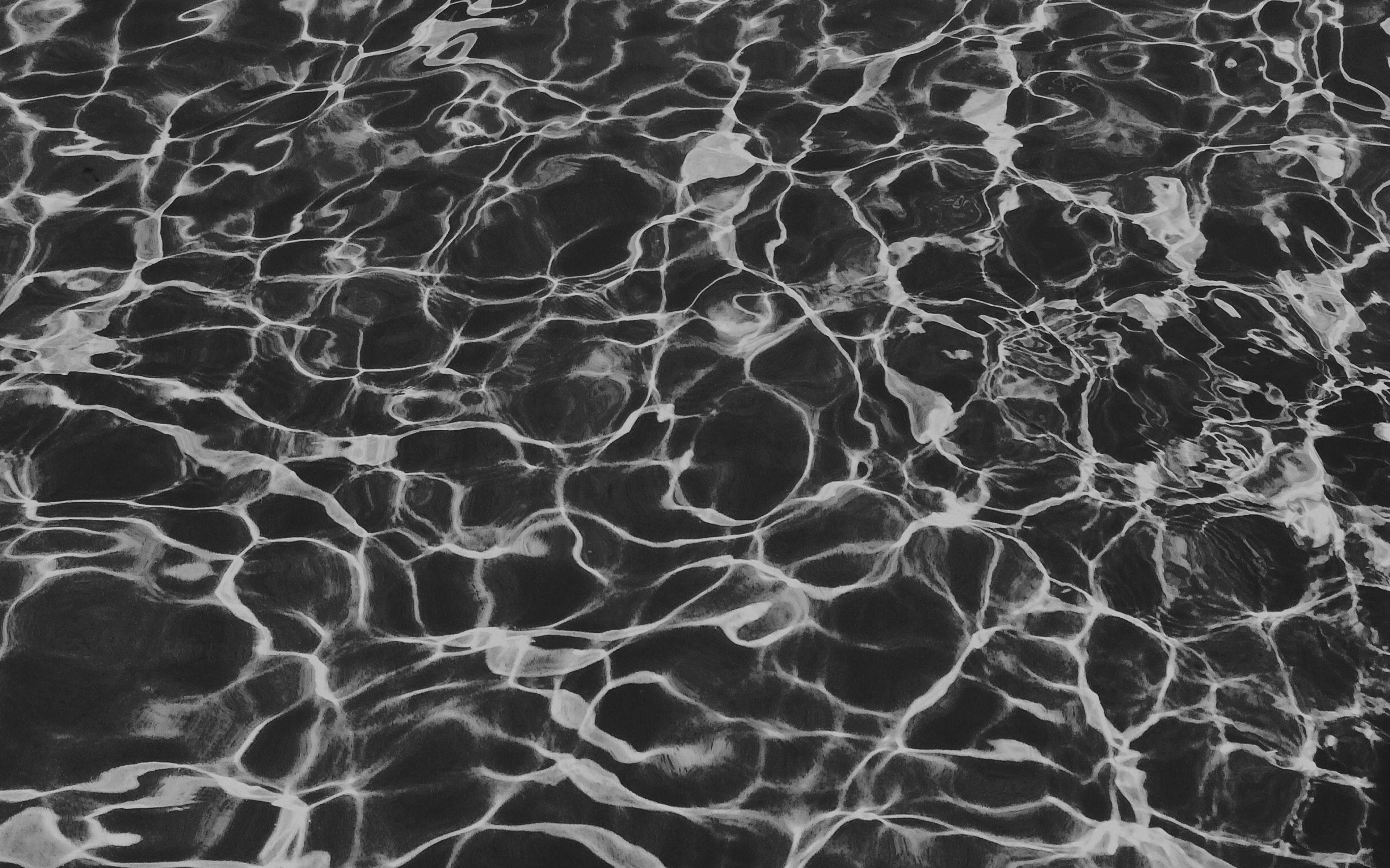 3840x2400 Wave Art Water Sea Summer Cool Pattern Dark Bw Wallpaper