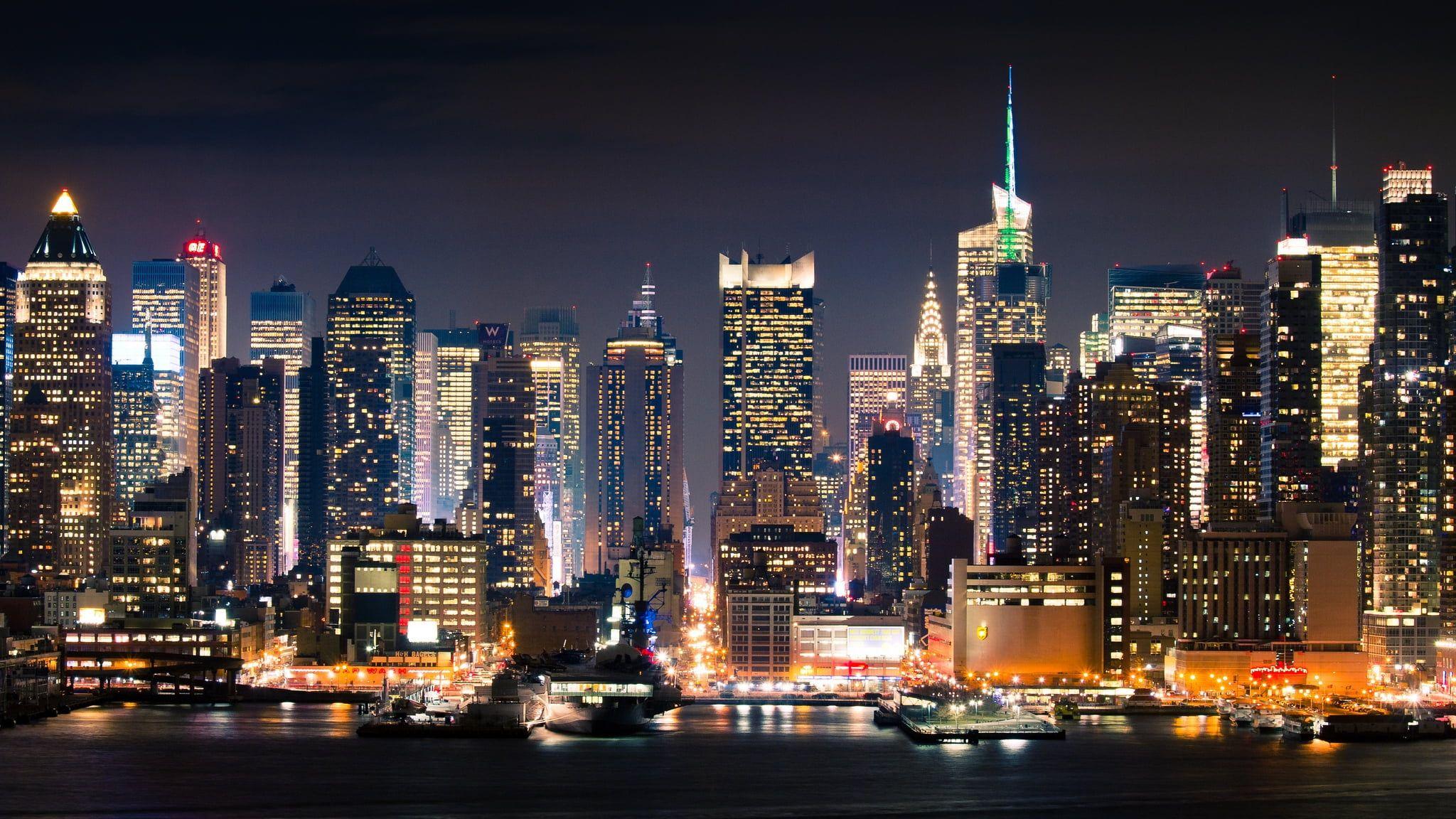 2048x1152 Hình nền HD về đêm của Thành phố New York