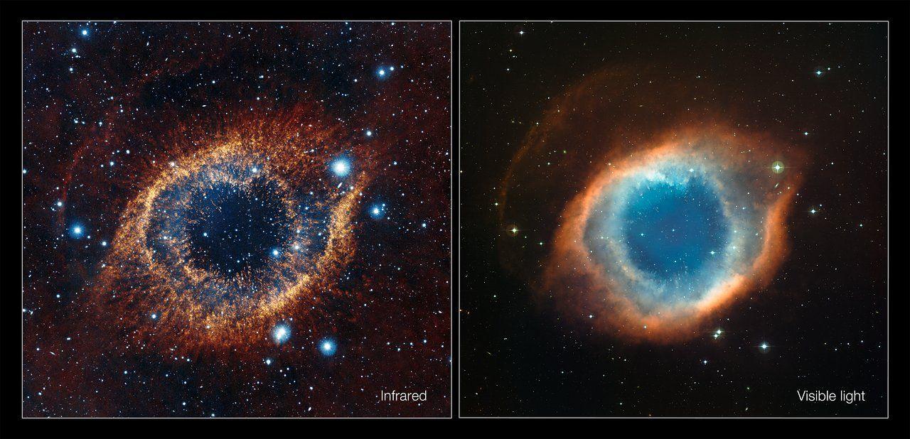 1280x618 Infrared Visible Light Comparison View Of The Helix Nebula