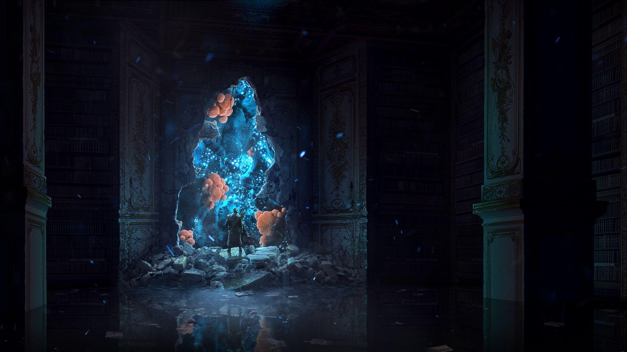 2048x1152 Wallpaper Fantasy, Warrior, Dark, Castle