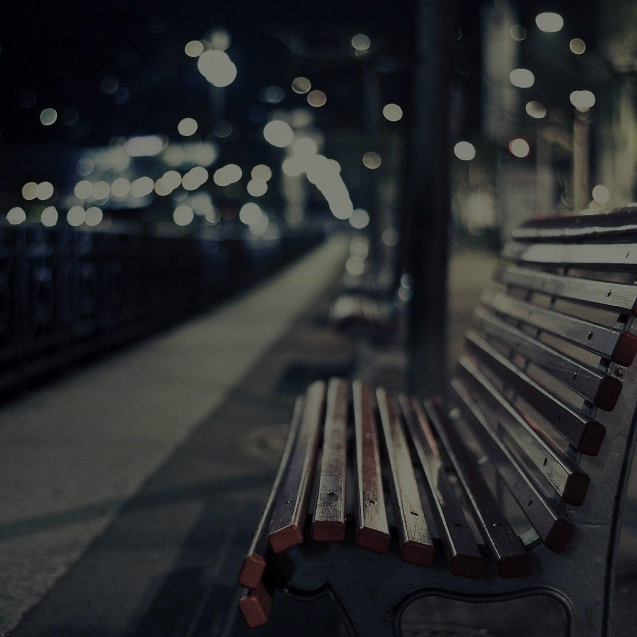 2048x2048 Street Chair Dark Melancholy Night iPad Air Wallpaper Free