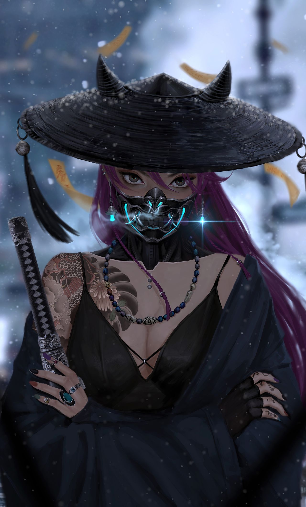 1280x2120 The Katana With Hat 4k iPhone