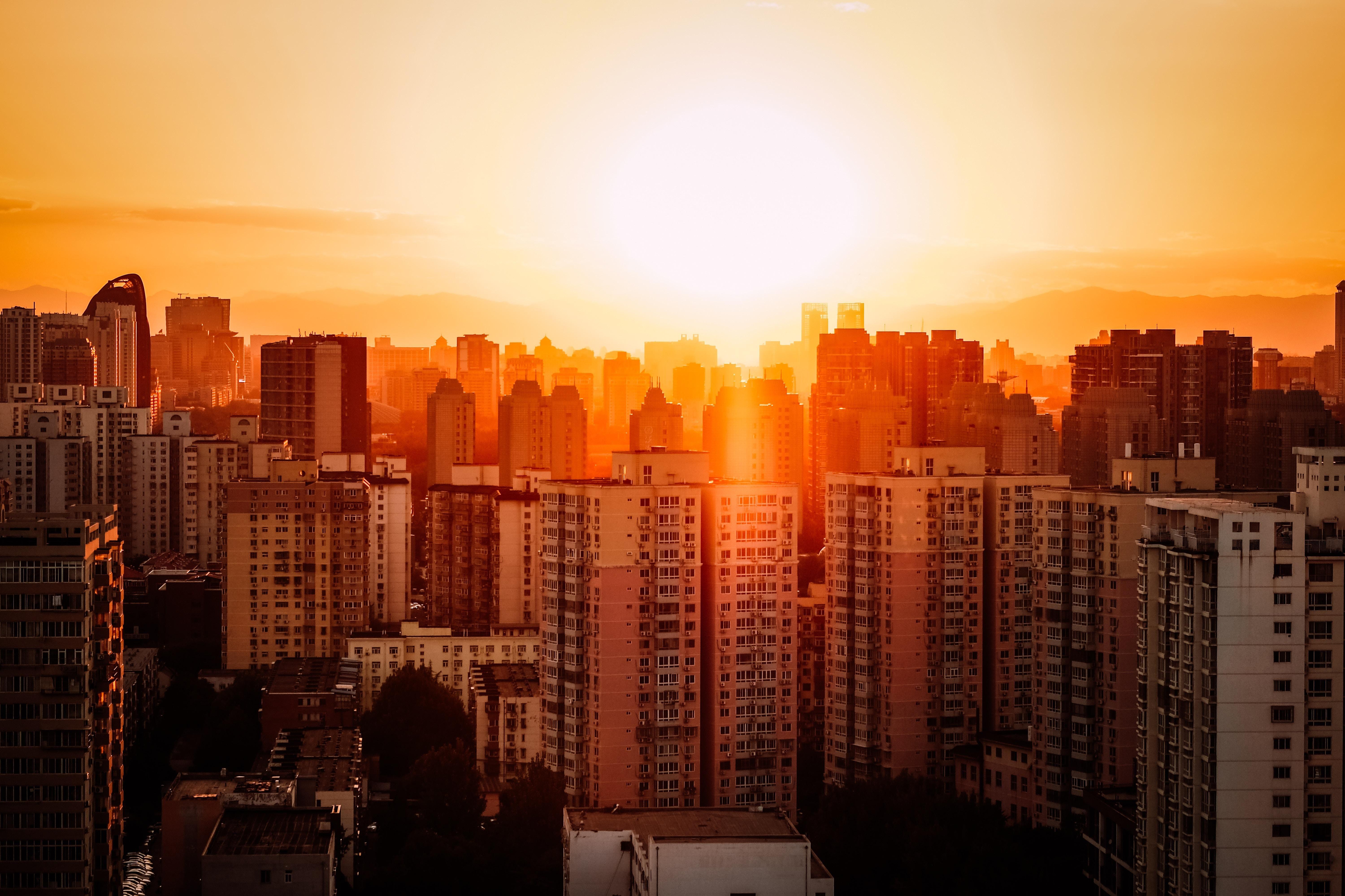 6000x4000 wallpaper buildings, sunset, aerial view, beijing, china HD